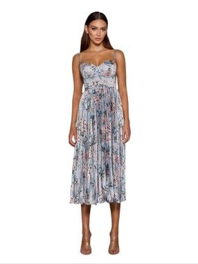 NEW Elle Zeitoune Milan Blue Midi Pleated  Dress Bodice Size 6